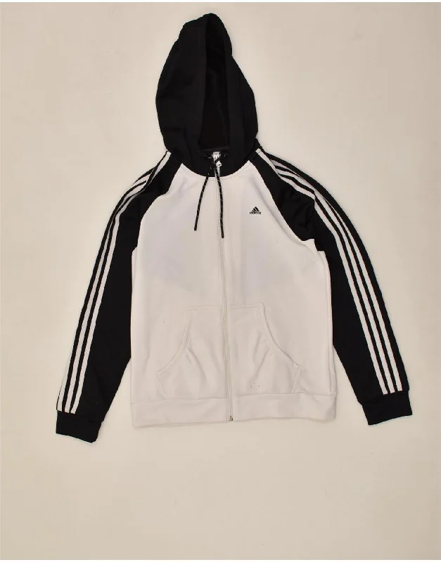 men's oversized sweaters -ADIDAS Boys Zip Hoodie Sweater 15-16 Years Black Colourblock Polyester