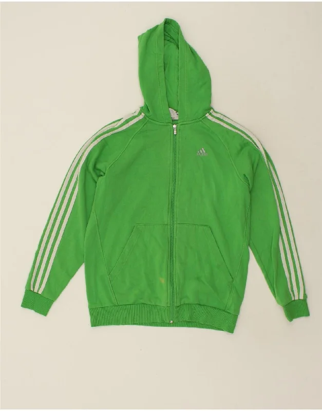 men's warm knit sweaters -ADIDAS Boys Zip Hoodie Sweater 15-16 Years Green Cotton