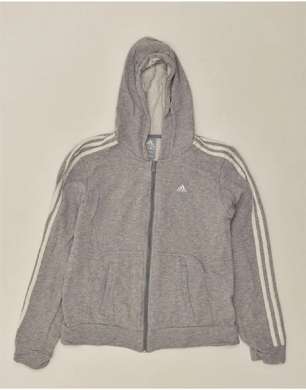 men's modern fit sweaters -ADIDAS Boys Zip Hoodie Sweater 15-16 Years Grey Cotton