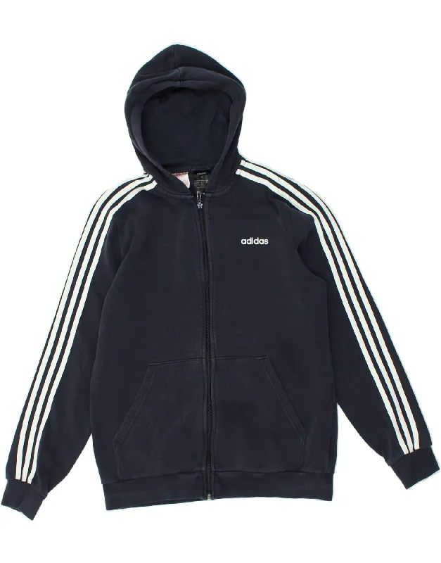 men's knitted winter sweaters -ADIDAS Boys Zip Hoodie Sweater 15-16 Years Navy Blue Cotton