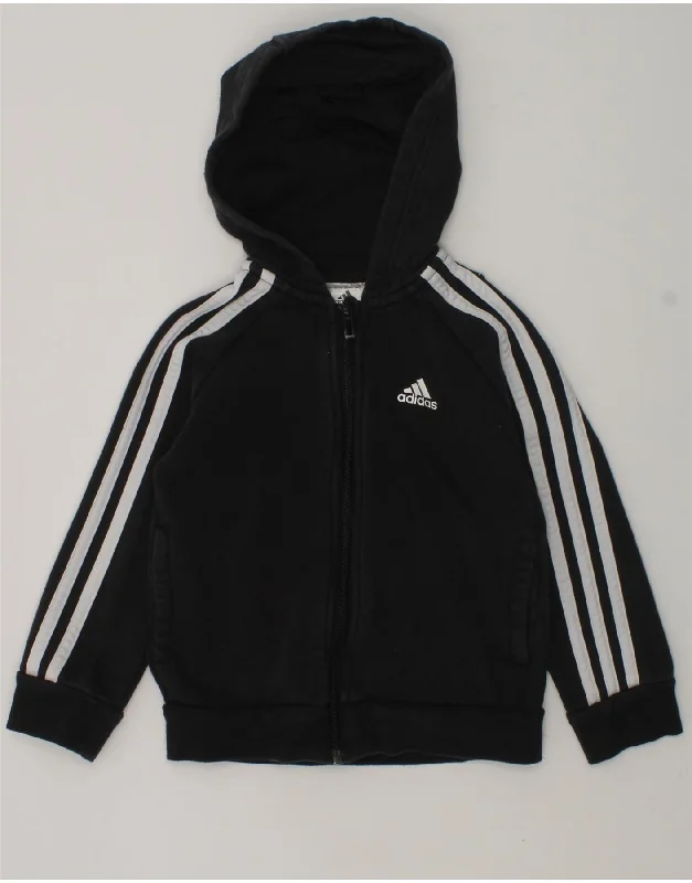 men's v-neck sweaters -ADIDAS Boys Zip Hoodie Sweater 4-5 Years Black Cotton