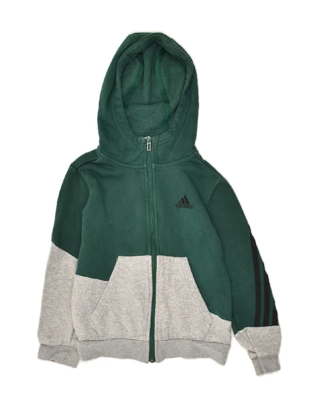 men's cashmere sweaters -ADIDAS Boys Zip Hoodie Sweater 7-8 Years Green Colourblock Cotton