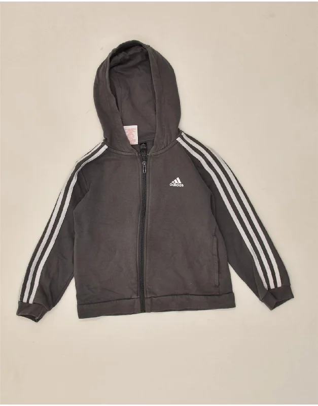 men's outdoor wool sweaters -ADIDAS Boys Zip Hoodie Sweater 7-8 Years Grey Cotton