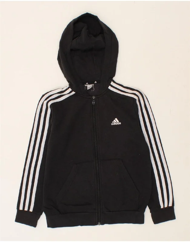 men's knitted sweaters -ADIDAS Boys Zip Hoodie Sweater 8-9 Years Black