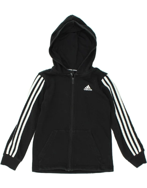 men's stylish knit pullovers -ADIDAS Boys Zip Hoodie Sweater 9-10 Years Black Cotton