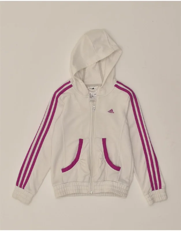 men's stylish turtleneck sweaters -ADIDAS Boys Zip Hoodie Sweater 9-10 Years White Polyester