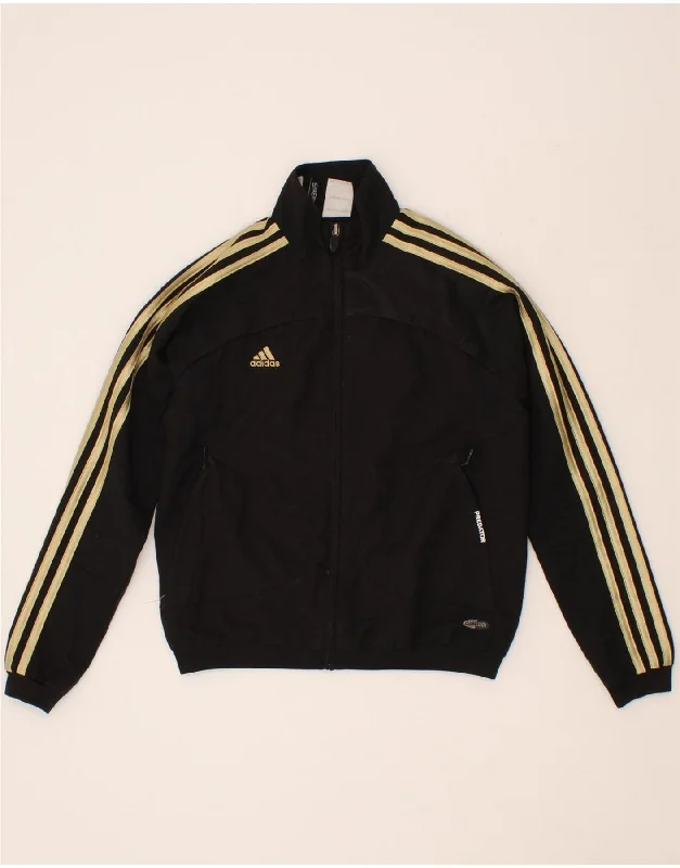 men's zip-up fleece jackets -ADIDAS Girls Clima 365 Tracksuit Top Jacket 10-11 Years Black Polyester