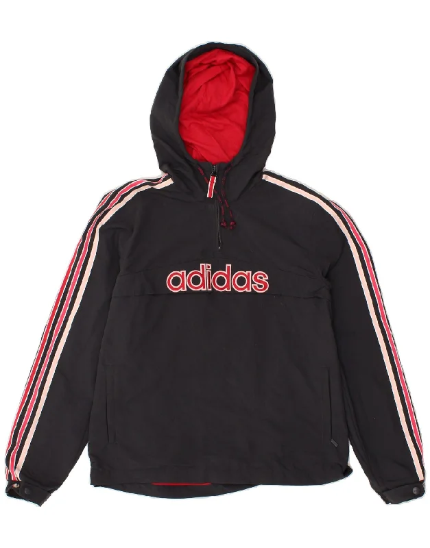 men's tailored jackets -ADIDAS Girls Graphic Hooded Anorak Jacket 12-13 Years Grey Polyamide