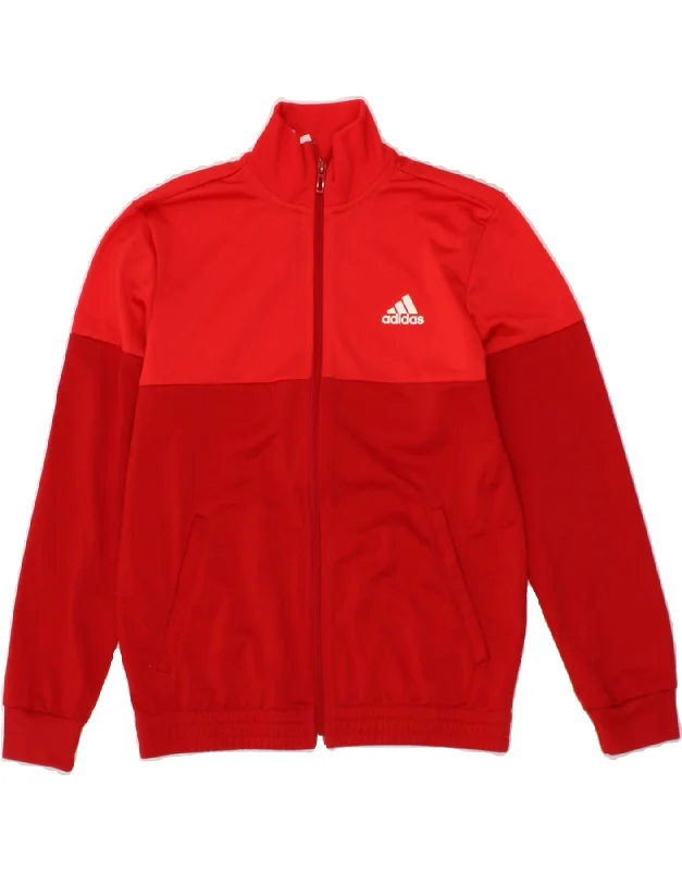 men's versatile jackets -ADIDAS Girls Graphic Tracksuit Top Jacket 11-12 Years Red Colourblock