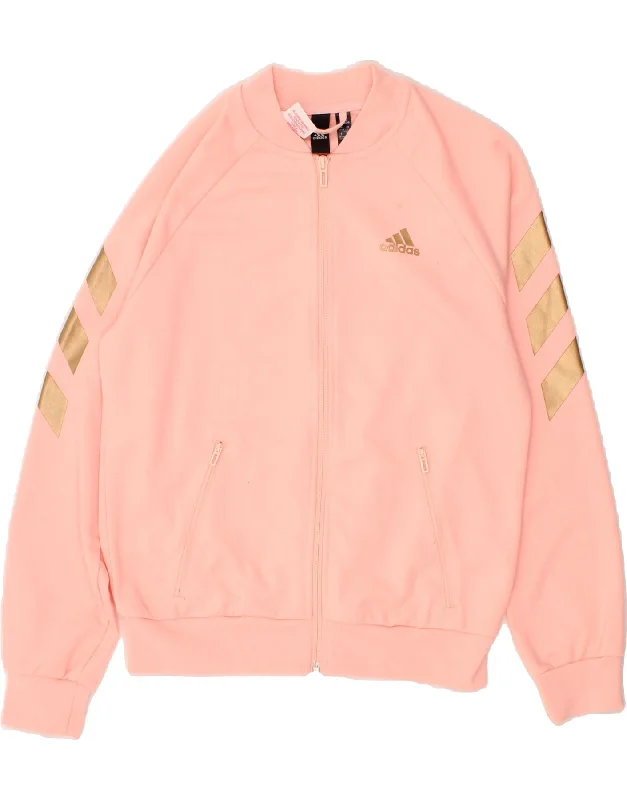 men's versatile jackets -ADIDAS Girls Graphic Tracksuit Top Jacket 13-14 Years Pink Polyester