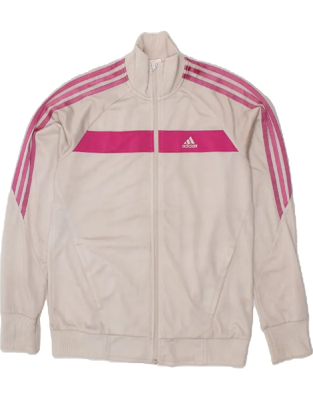 men's casual blazer jackets -ADIDAS Girls Graphic Tracksuit Top Jacket 13-14 Years White Colourblock