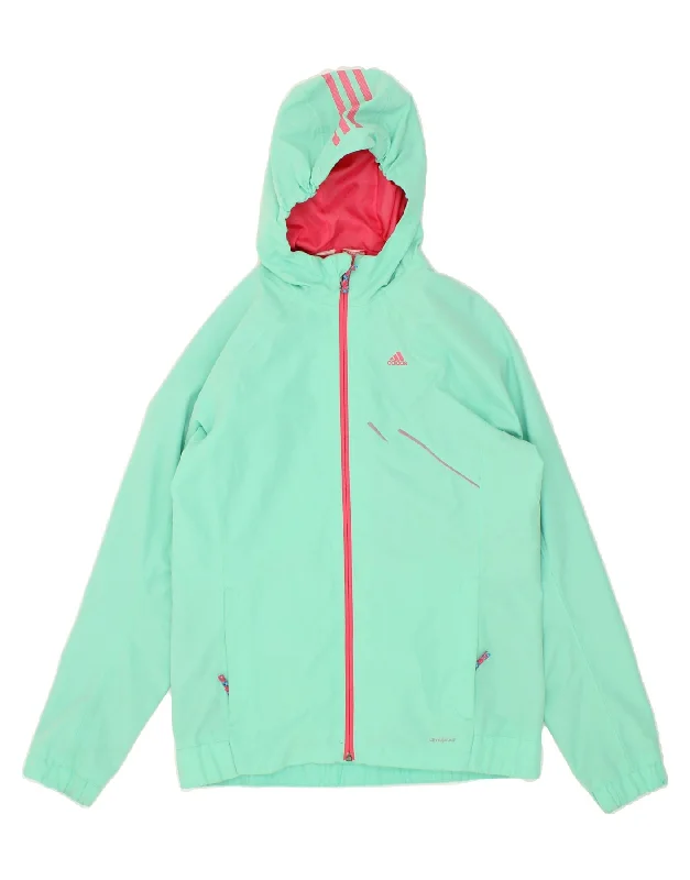 men's hooded jackets -ADIDAS Girls Hooded Rain Jacket 14-15 Years Turquoise