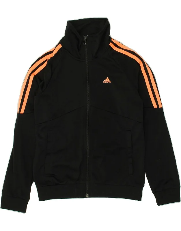 men's outdoor jackets -ADIDAS Girls Tracksuit Top Jacket 11-12 Years Black Polyester