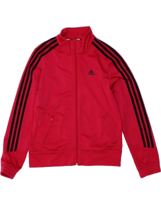 men's rain jackets -ADIDAS Girls Tracksuit Top Jacket 11-12 Years Pink Polyester