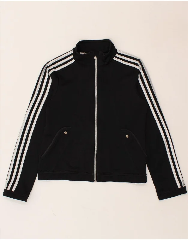 men's high-performance jackets -ADIDAS Girls Tracksuit Top Jacket 13-14 Years Black Polyester