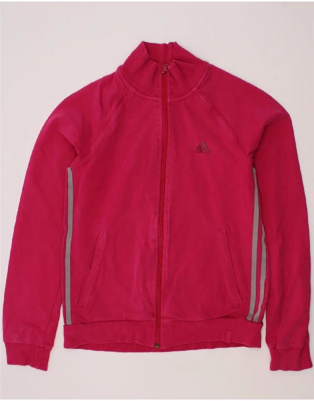 men's bomber jackets with patches -ADIDAS Girls Tracksuit Top Jacket 13-14 Years Pink Cotton