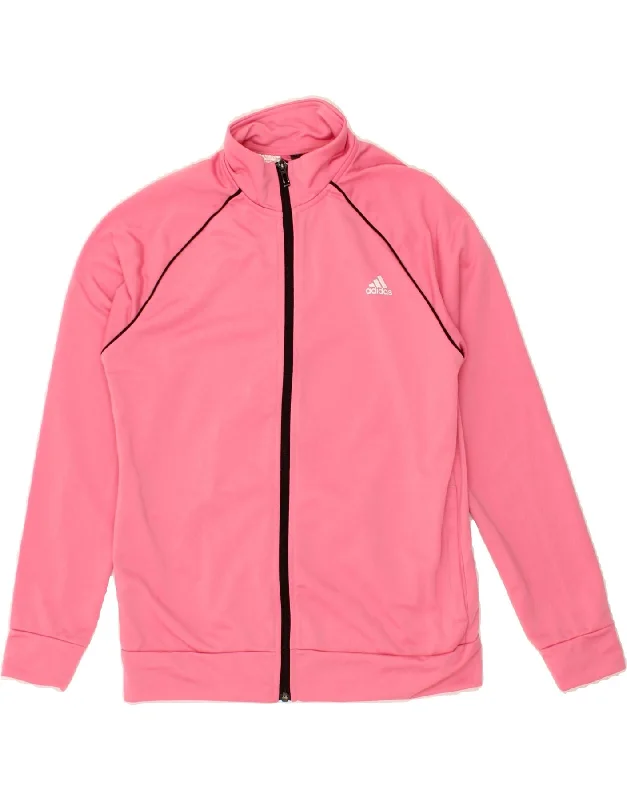 men's down jackets -ADIDAS Girls Tracksuit Top Jacket 13-14 Years Pink Polyester