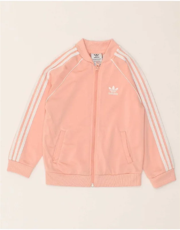 men's durable winter jackets -ADIDAS Girls Tracksuit Top Jacket 3-4 Years Pink Polyester