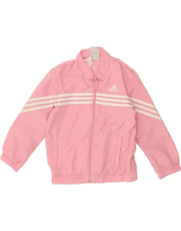 men's military jackets -ADIDAS Girls Tracksuit Top Jacket 3-4 Years Pink Polyester