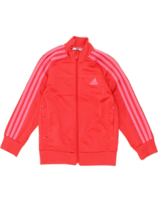 men's jacket for cold weather -ADIDAS Girls Tracksuit Top Jacket 4-5 Years Pink Polyester