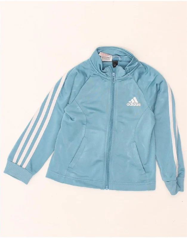 men's bomber jackets -ADIDAS Girls Tracksuit Top Jacket 5-6 Years Blue Polyester