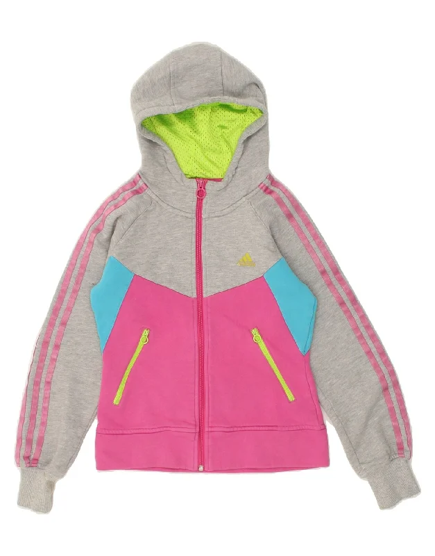 men's lightweight sweaters -ADIDAS Girls Zip Hoodie Sweater 11-12 Years Multicoloured Colourblock