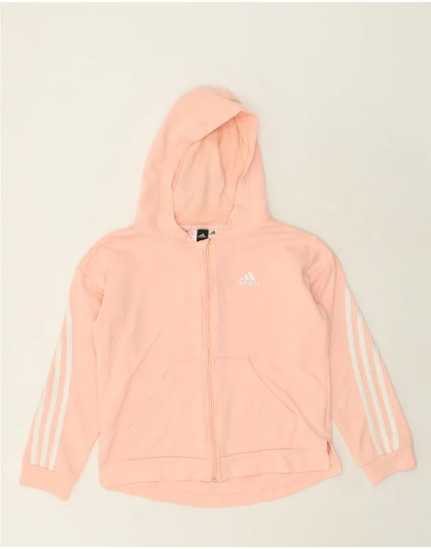 men's sweater for office -ADIDAS Girls Zip Hoodie Sweater 11-12 Years Pink Cotton