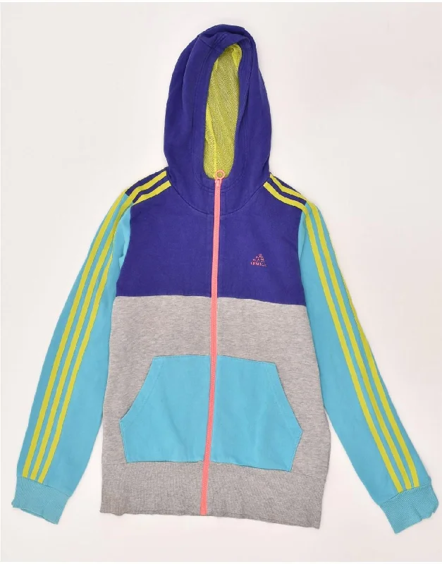 men's lightweight knitted sweaters -ADIDAS Girls Zip Hoodie Sweater 15-16 Years Multicoloured Colourblock