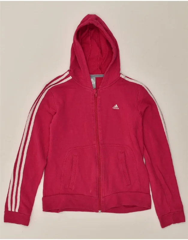 men's everyday knit sweaters -ADIDAS Girls Zip Hoodie Sweater 15-16 Years Pink