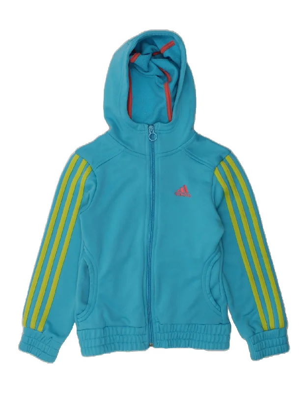 men's luxury sweaters -ADIDAS Girls Zip Hoodie Sweater 5-6 Years Blue