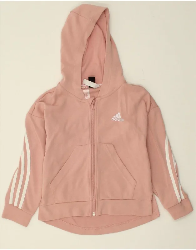 men's knitted winter sweaters -ADIDAS Girls Zip Hoodie Sweater 7-8 Years Pink Cotton