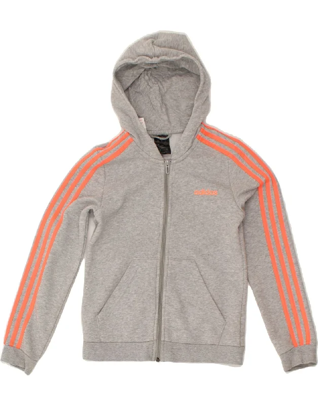 men's thick wool sweaters -ADIDAS Girls Zip Hoodie Sweater 9-10 Years  Grey Cotton