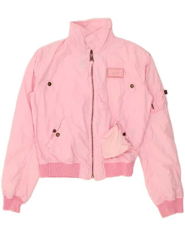 men's zip-up jackets -ALPHA INDUSTRIES Girls Bomber Jacket 13-14 Years Pink