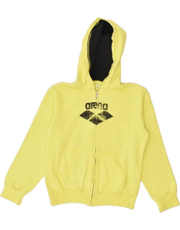 men's high-quality cashmere sweaters -ARENA Boys Zip Hoodie Sweater 9-10 Years Yellow Cotton