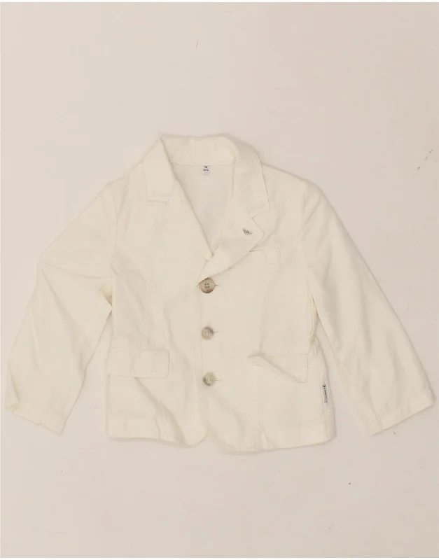 men's fleece-lined jackets -ARMANI JUNIOR Boys 3 Button Blazer Jacket 2-3 Years White Cotton