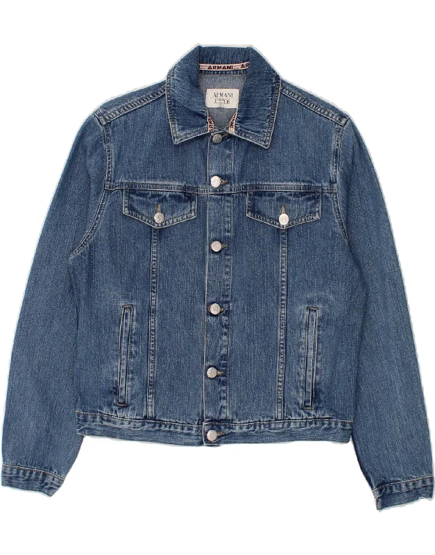 men's fashion jackets -ARMANI JUNIOR Boys Denim Jacket 11-12 Years Blue Cotton