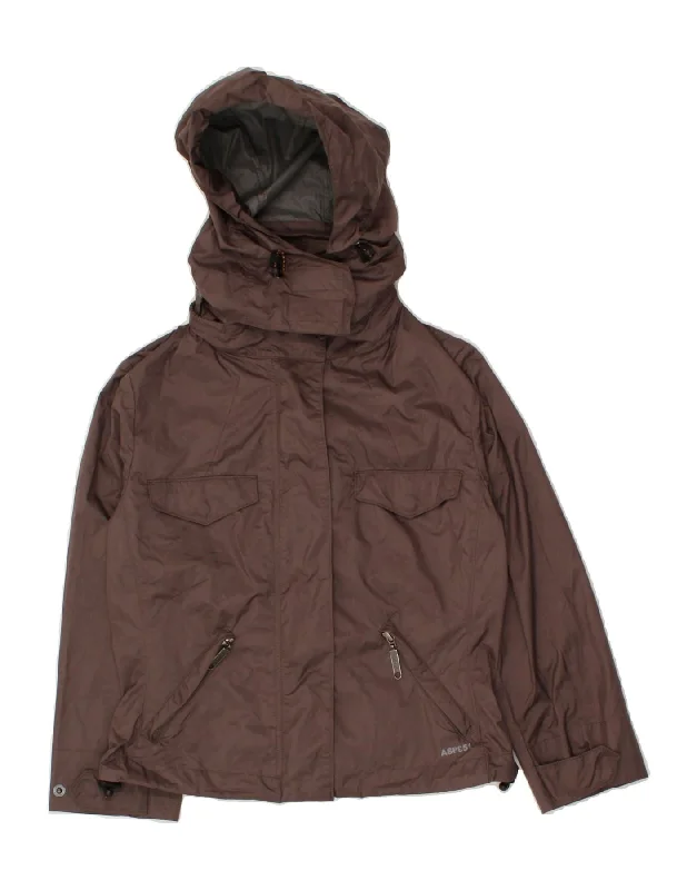 men's stylish outdoor jackets -ASPESI Girls Hooded Rain Jacket 8-9 Years Small  Brown Polyamide