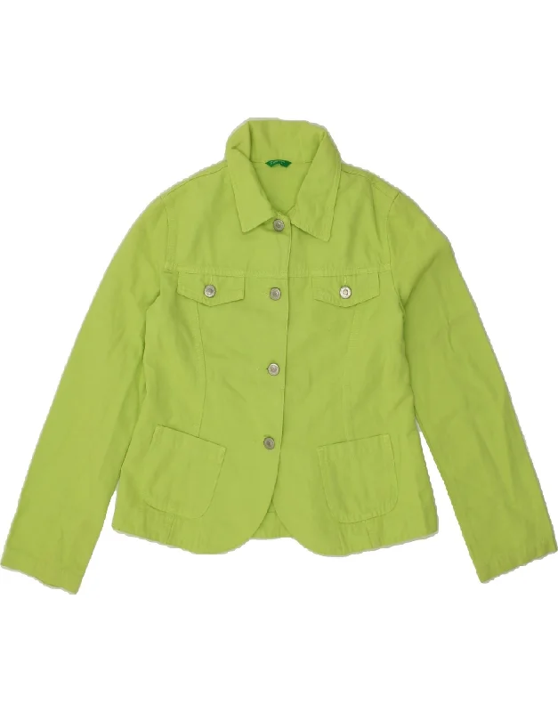 men's custom jackets -BENETTON Girls 4 Button Blazer Jacket 9-10 Years Large Green Cotton