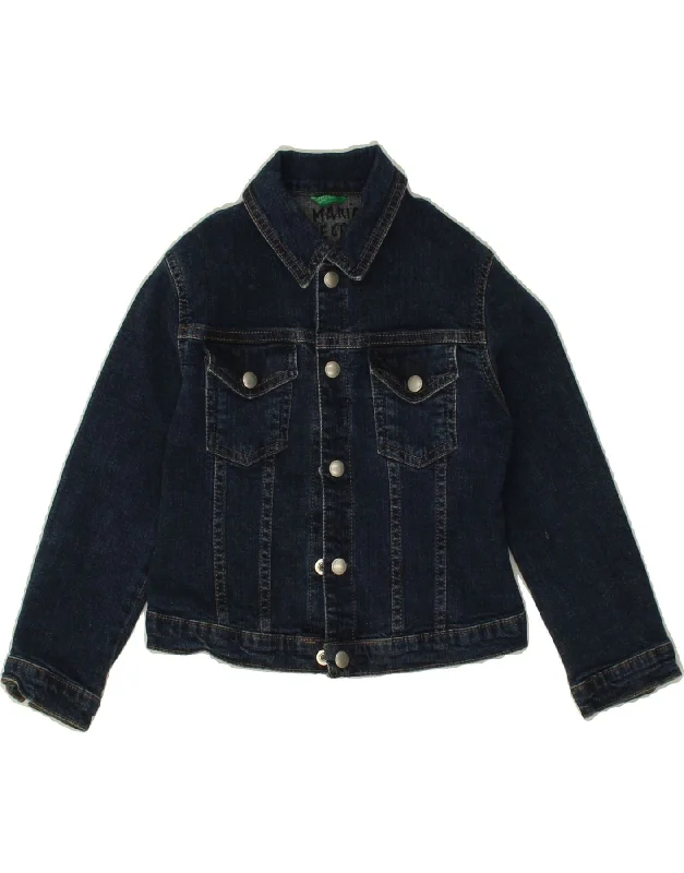 men's functional jackets -BENETTON Girls Denim Jacket 3-4 Years XS Navy Blue Cotton