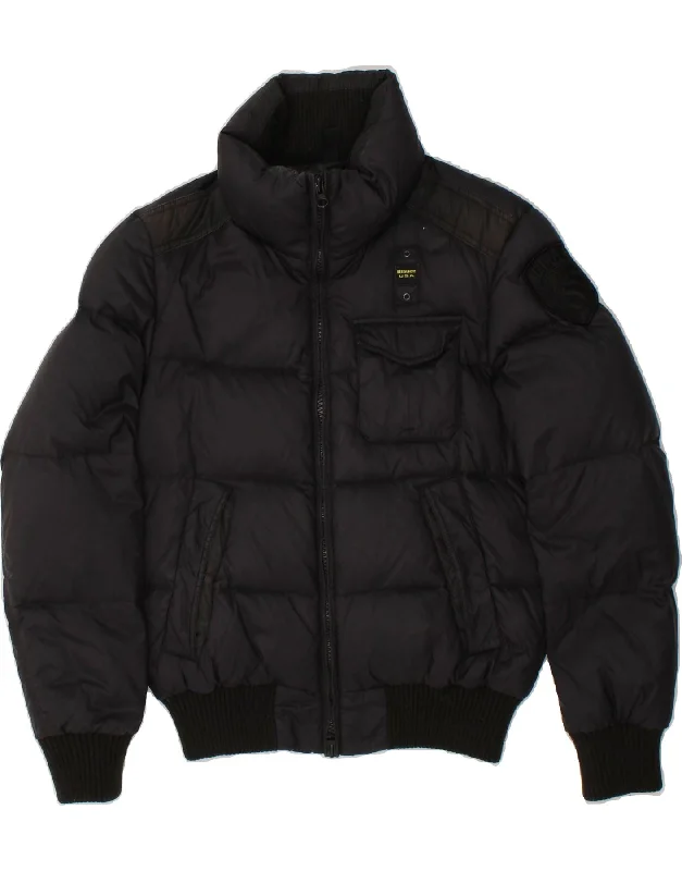 men's hooded jackets -BLAUER Boys Padded Jacket 13-14 Years Black Polyamide