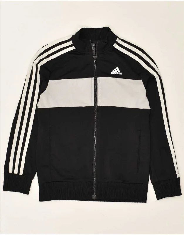 men's quilted winter jackets -ADIDAS Boys Tracksuit Top Jacket 9-10 Years Black Colourblock Polyester