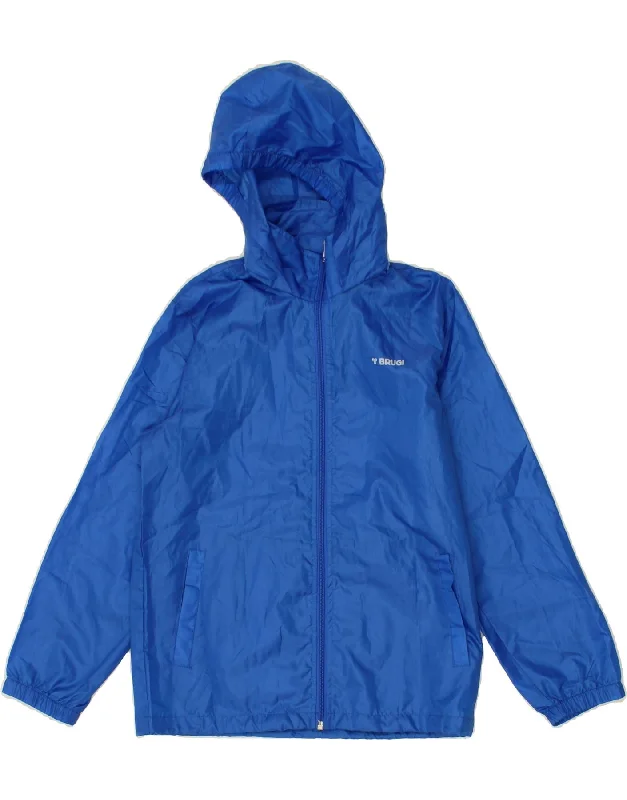 men's trendy jackets for winter -BRUGI Boys Hooded Rain Jacket 9-10 Years Blue Polyester