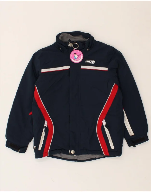 men's high-quality jackets -BRUGI Boys Windbreaker Jacket 7-8 Years Navy Blue Colourblock