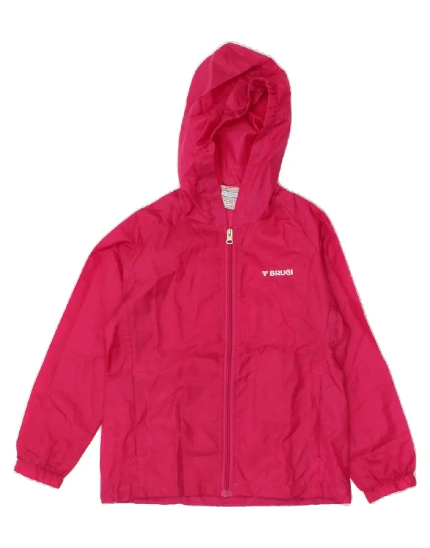 men's trench coats for winter -BRUGI Girls Hooded Rain Jacket 7-8 Years Pink