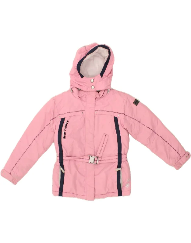 men's rain jackets -BRUGI Girls Hooded Ski Jacket 6-7 Years Pink Polyester