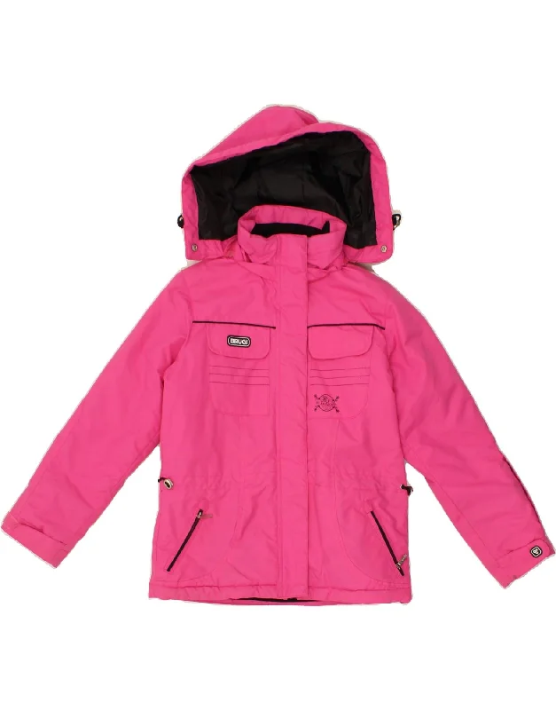 men's packable jackets -BRUGI Girls Hooded Windbreaker Jacket 11-12 Years Pink Polyamide