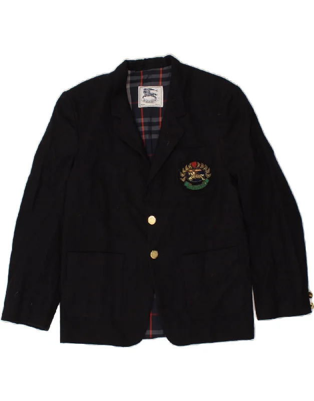 men's trench coats -BURBERRYS Boys 2 Button Blazer Jacket 12-13 Years Navy Blue Wool