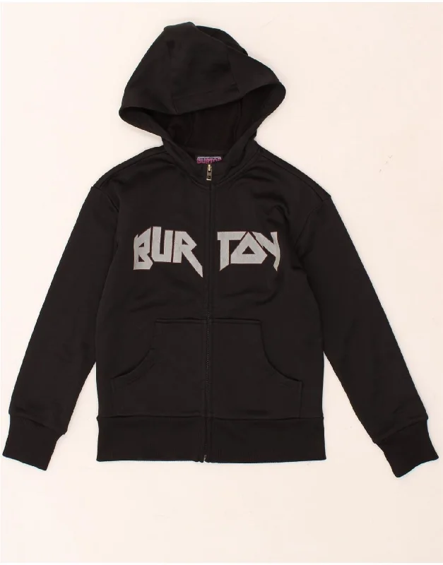 men's casual sweater cardigans -BURTON Boys Graphic Zip Hoodie Sweater 10-11 Years Small Black Polyester