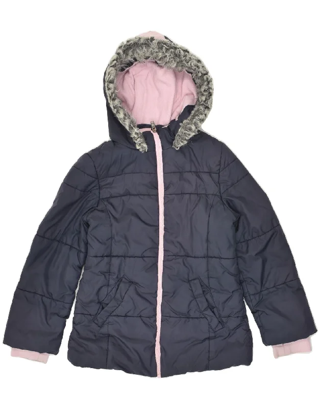 men's bomber jackets with patches -CALVIN KLEIN Girls Hooded Padded Jacket 11-12 Years Navy Blue Polyester