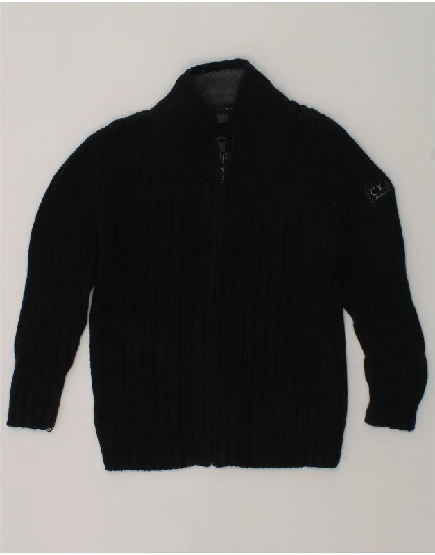 men's crewneck sweaters -CALVIN KLEIN JEANS Baby Boys Cardigan Sweater 18-24 Months Black Cotton